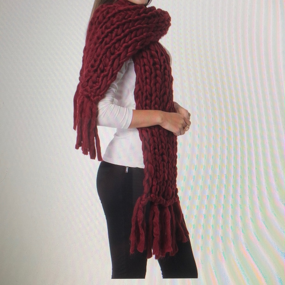 MAROON 100% POLYESTER BRAIDED SCARF